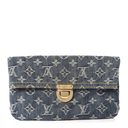Louis Vuitton Monogram Denim Pochette Plat Clutch Blue 1 of 10