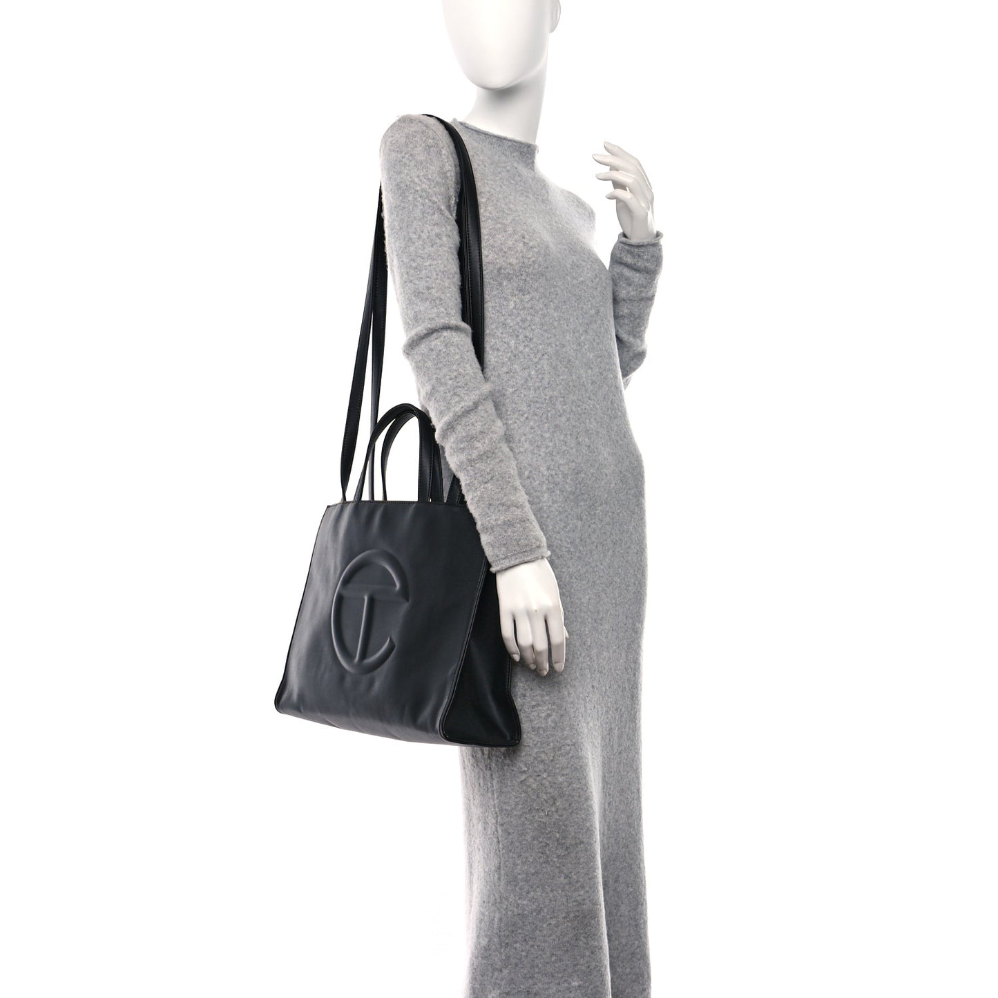 Vegan Leather Medium Shopping Bag Black