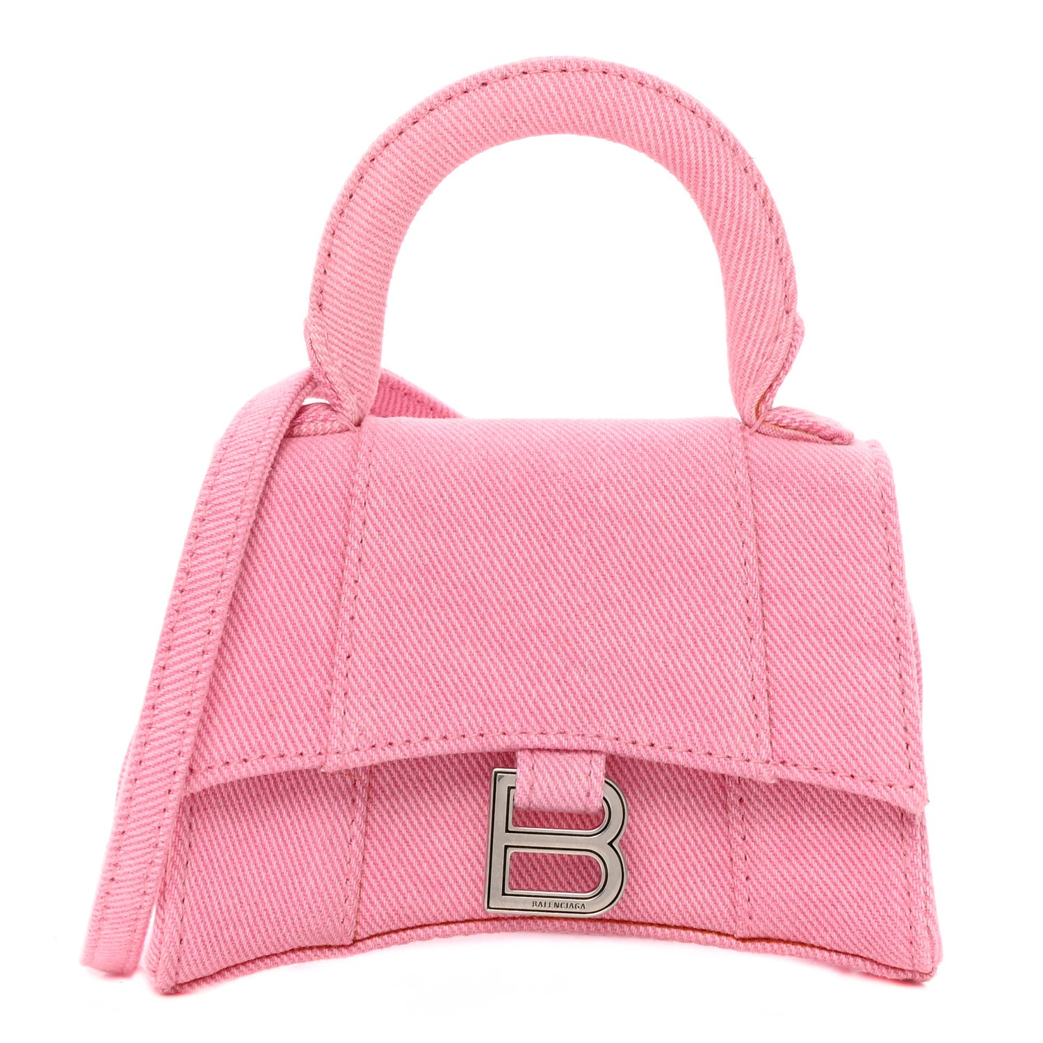 Balenciaga Washed Denim Hourglass Top Handle Bag Mini Denim Pink 1 of 14