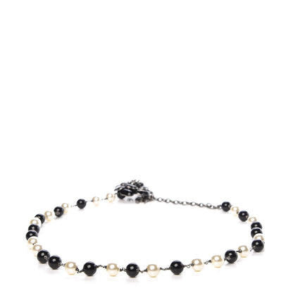 Chanel Pearl Crystal Enamel CC Camellia Belt Black Silver 3 of 7