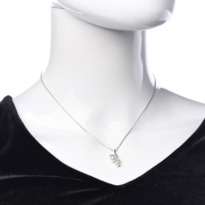 Mikimoto 18K White Gold Diamond Akoya Pearl Olive Leaf Pendant Necklace 2 of 6