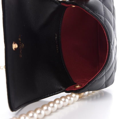 Chanel Calfskin Quilted About Pearls Card Holder Flap With Chain Black 5 of 11