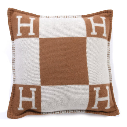 Hermes Wool Cashmere Avalon Pillow PM Ecru Camel 2 of 6