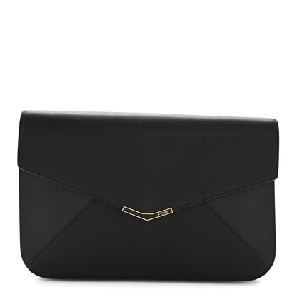 Fendi Calfskin Vitello Elite 2Jours Envelope Clutch Black 1 of 12