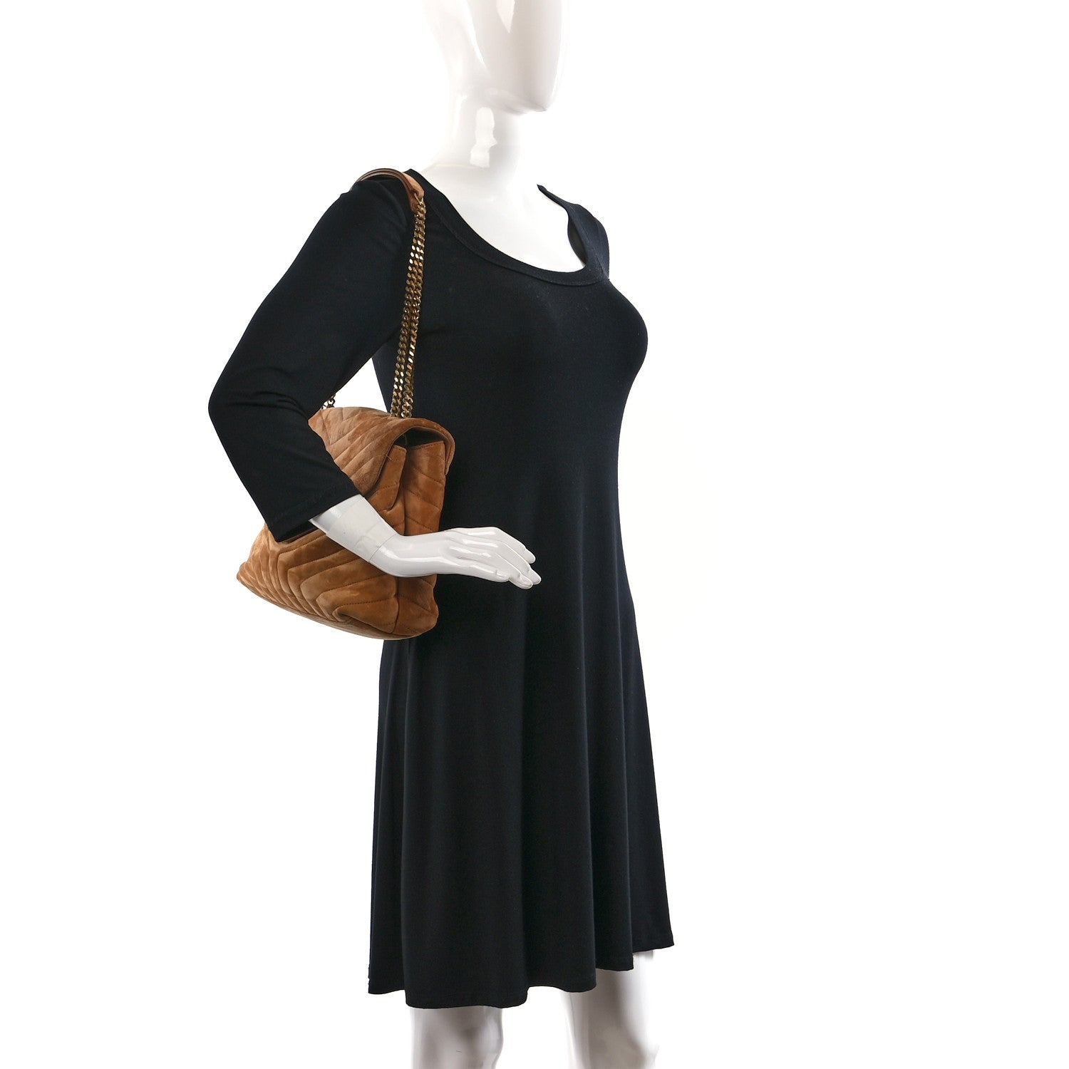Saint Laurent Suede Y Quilted Monogram Medium Loulou Chain Satchel Cinnamon 2 of 10