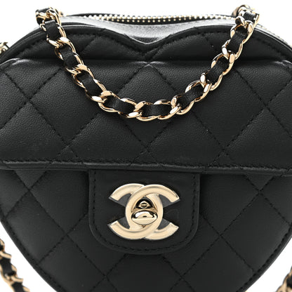 Chanel Lambskin Quilted CC In Love Heart Clutch With Chain Black 8 of 11
