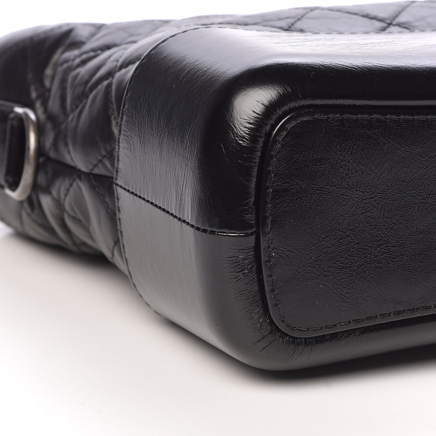 Aged Calfskin Quilted Medium Gabrielle Hobo Black