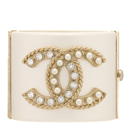 Chanel Resin Crystal Pearl April In Paris CC Cuff Beige 1 of 6