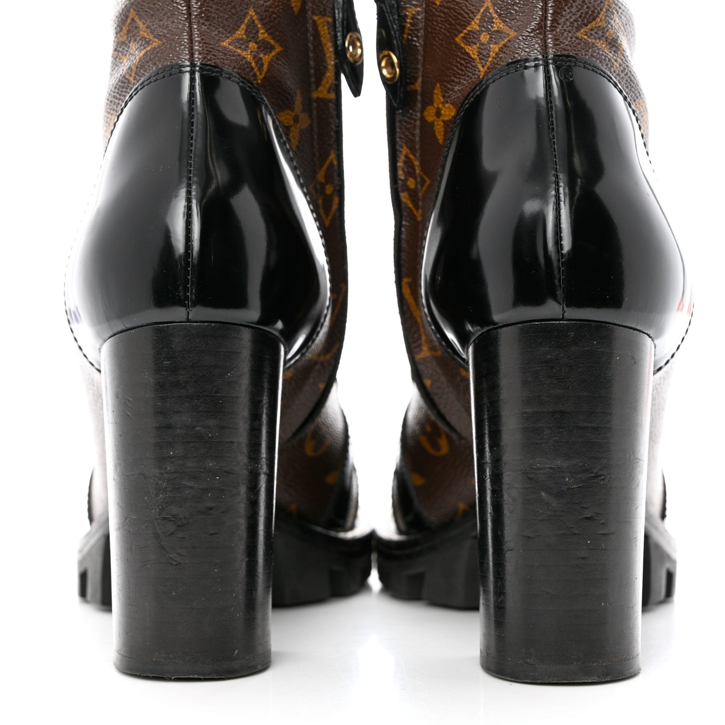 Patent Calfskin Monogram Star Trail Ankle Boots 39 Black
