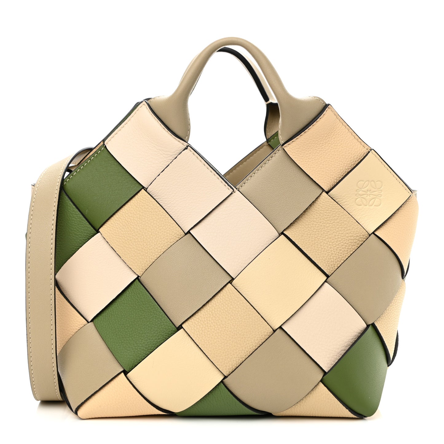 Calfskin Woven Small The Surplus Collection Basket Bag Avocado Ivory