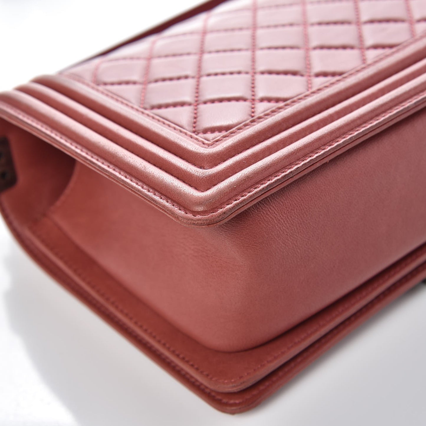 Lambskin Quilted Medium Boy Flap Dark Pink