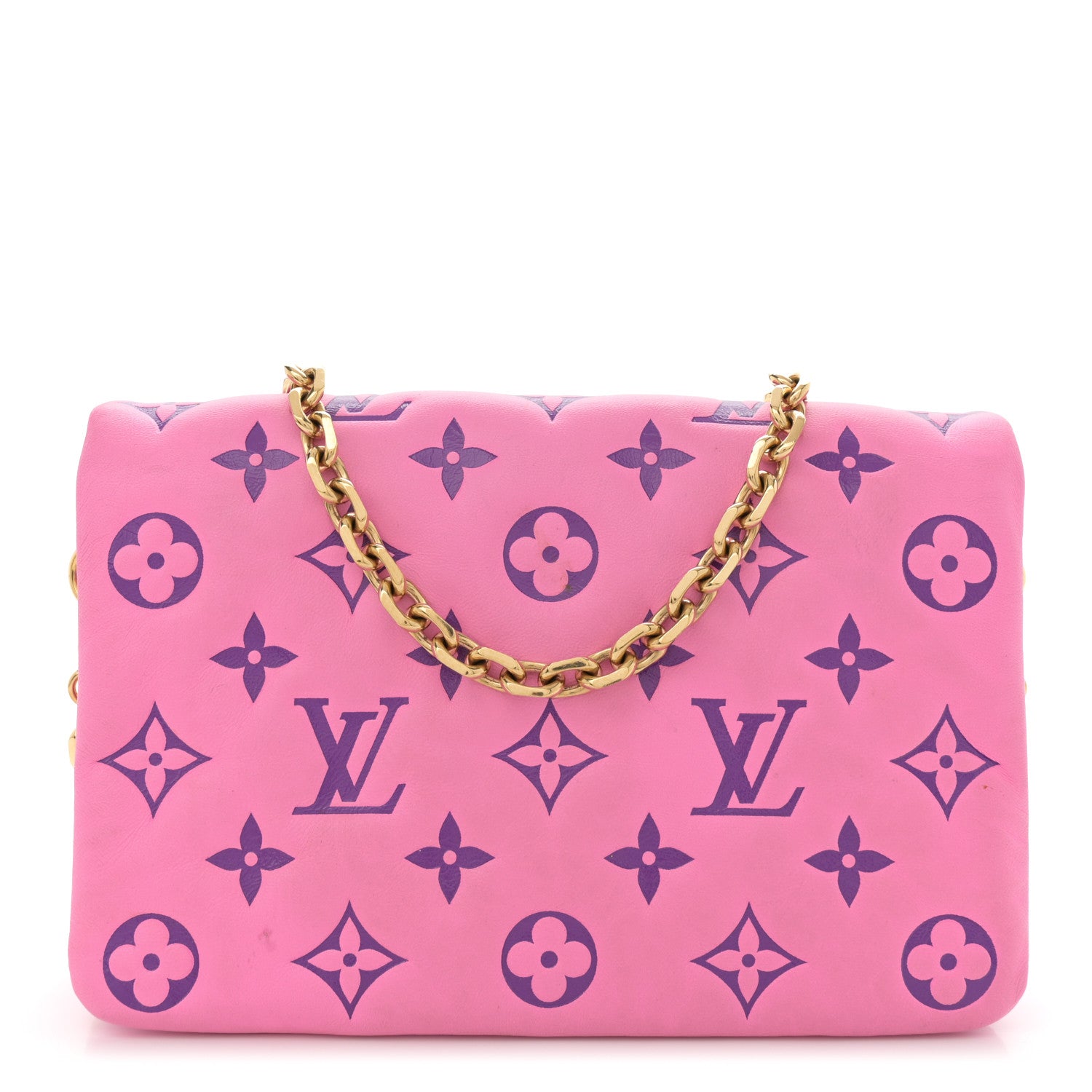 Louis Vuitton Lambskin Embossed Monogram Vuittamins Pochette Coussin Rose Violet 1 of 12