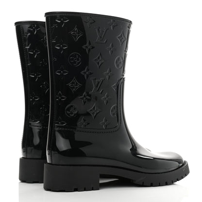 Louis Vuitton Rubber Embossed Monogram Drops Flat Half Boots 41 Black 4 of 12