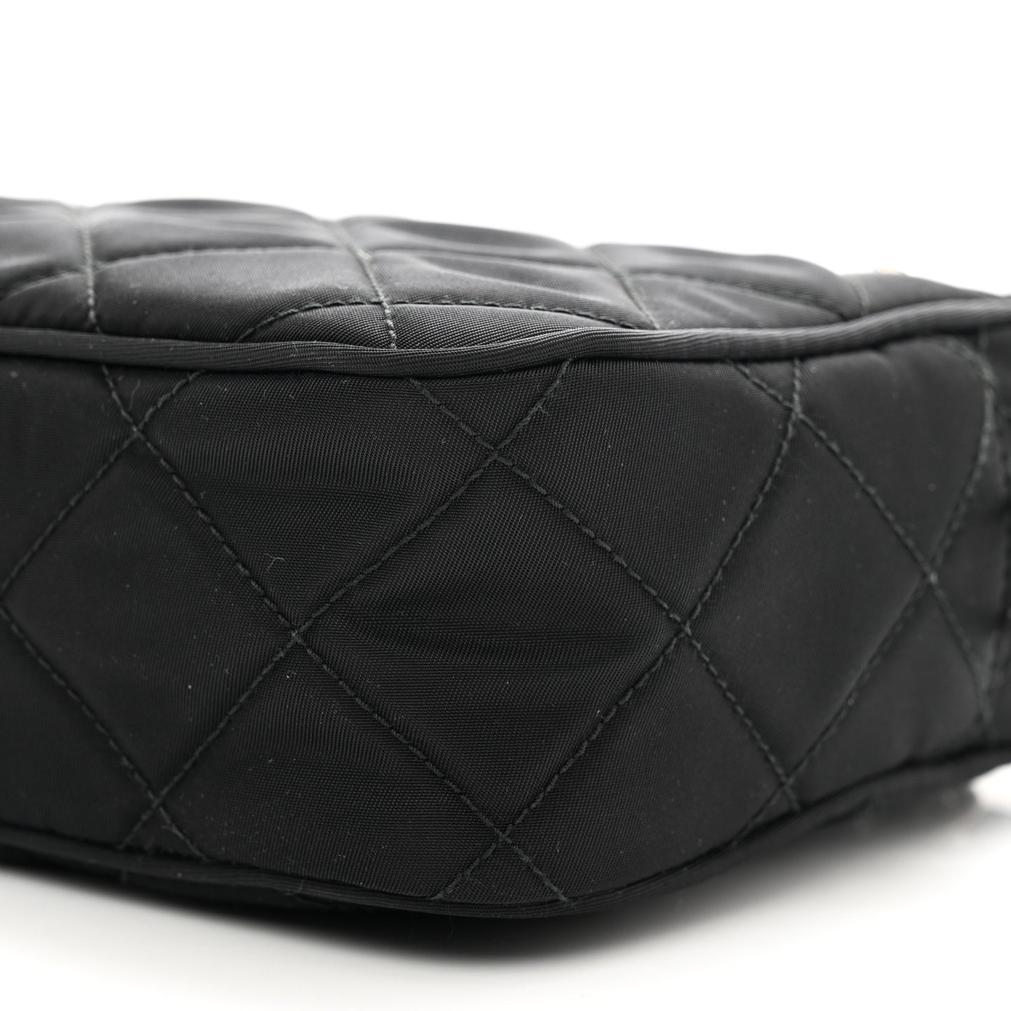 Nylon Tessuto Impuntu Quilted Bandoliera Crossbody Bag Black