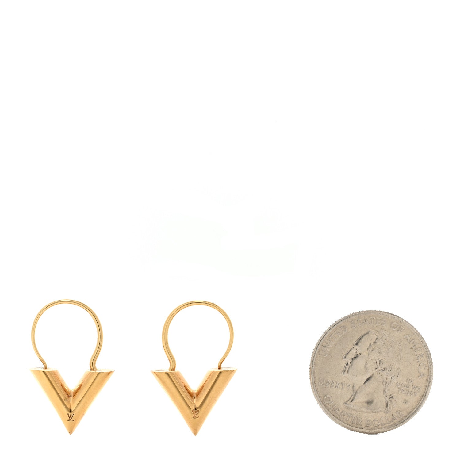 Louis Vuitton Brass Essential V Hoop Earrings Gold 2 of 4