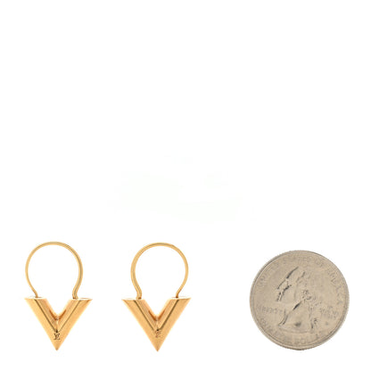 Louis Vuitton Brass Essential V Hoop Earrings Gold 2 of 4