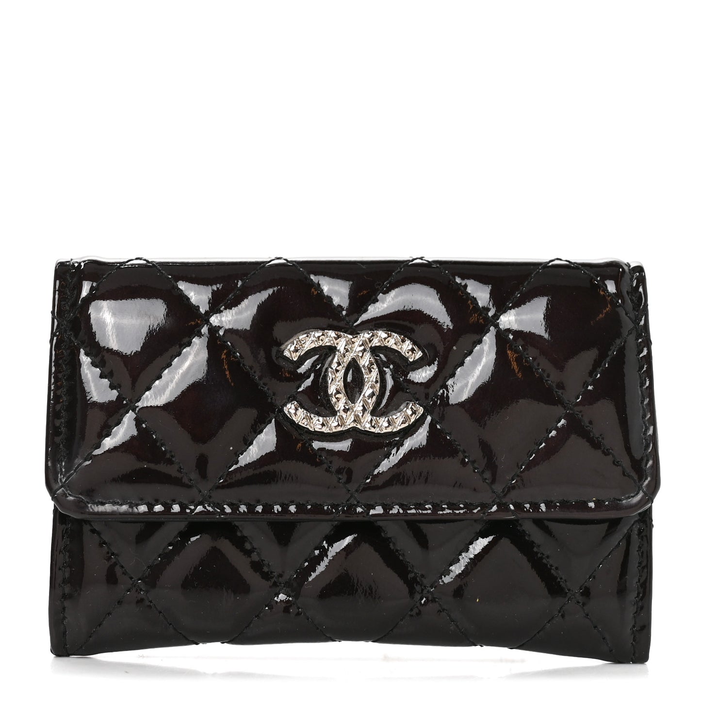 Patent Brilliant Flap Card Holder Violet