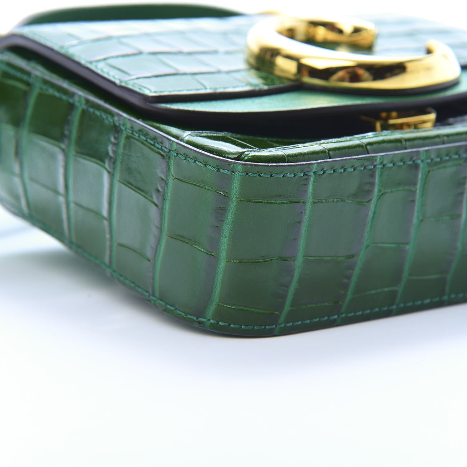 Chloe Calfskin Crocodile Embossed Mini C Double Carry Woodsy Green 9 of 15