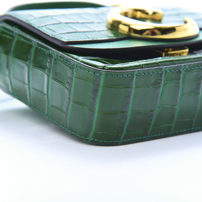 Chloe Calfskin Crocodile Embossed Mini C Double Carry Woodsy Green 9 of 15