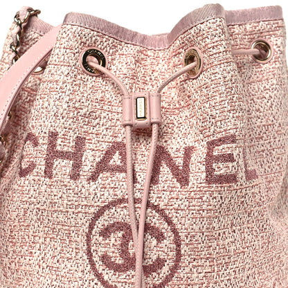 Chanel Lurex Boucle Deauville Drawstring Bag Pink 8 of 10