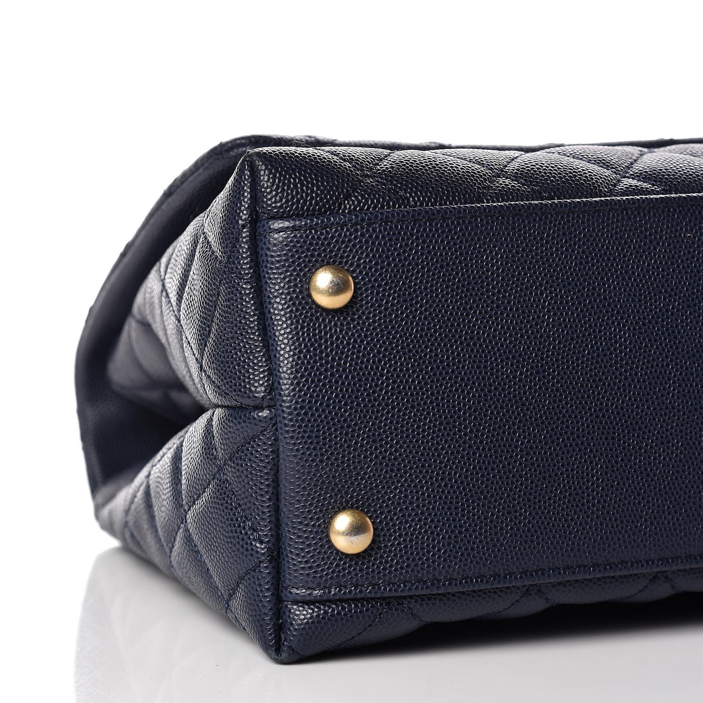 Caviar Elaphe Quilted Small Coco Handle Flap Navy