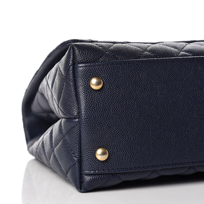 Chanel Caviar Elaphe Quilted Small Coco Handle Flap Navy 10 of 16