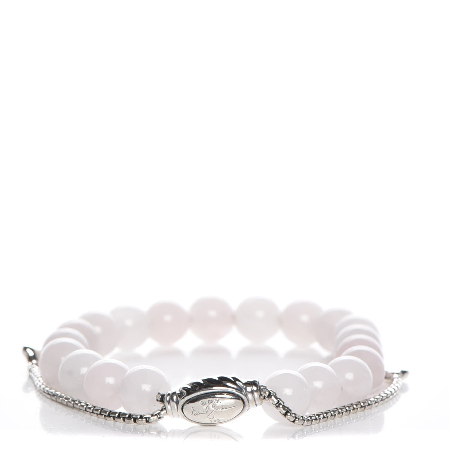 David Yurman Sterling Silver Pink Quartz 8mm Spiritual Beads Bracelet 1 of 4
