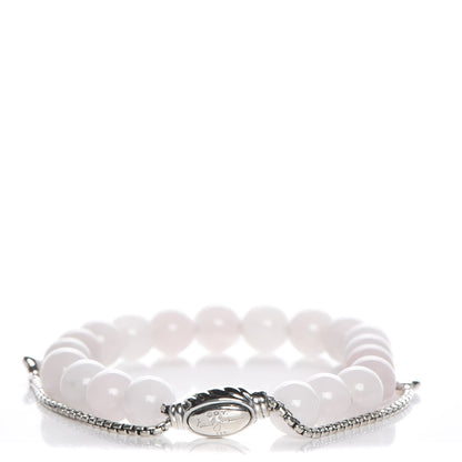 David Yurman Sterling Silver Pink Quartz 8mm Spiritual Beads Bracelet 1 of 4