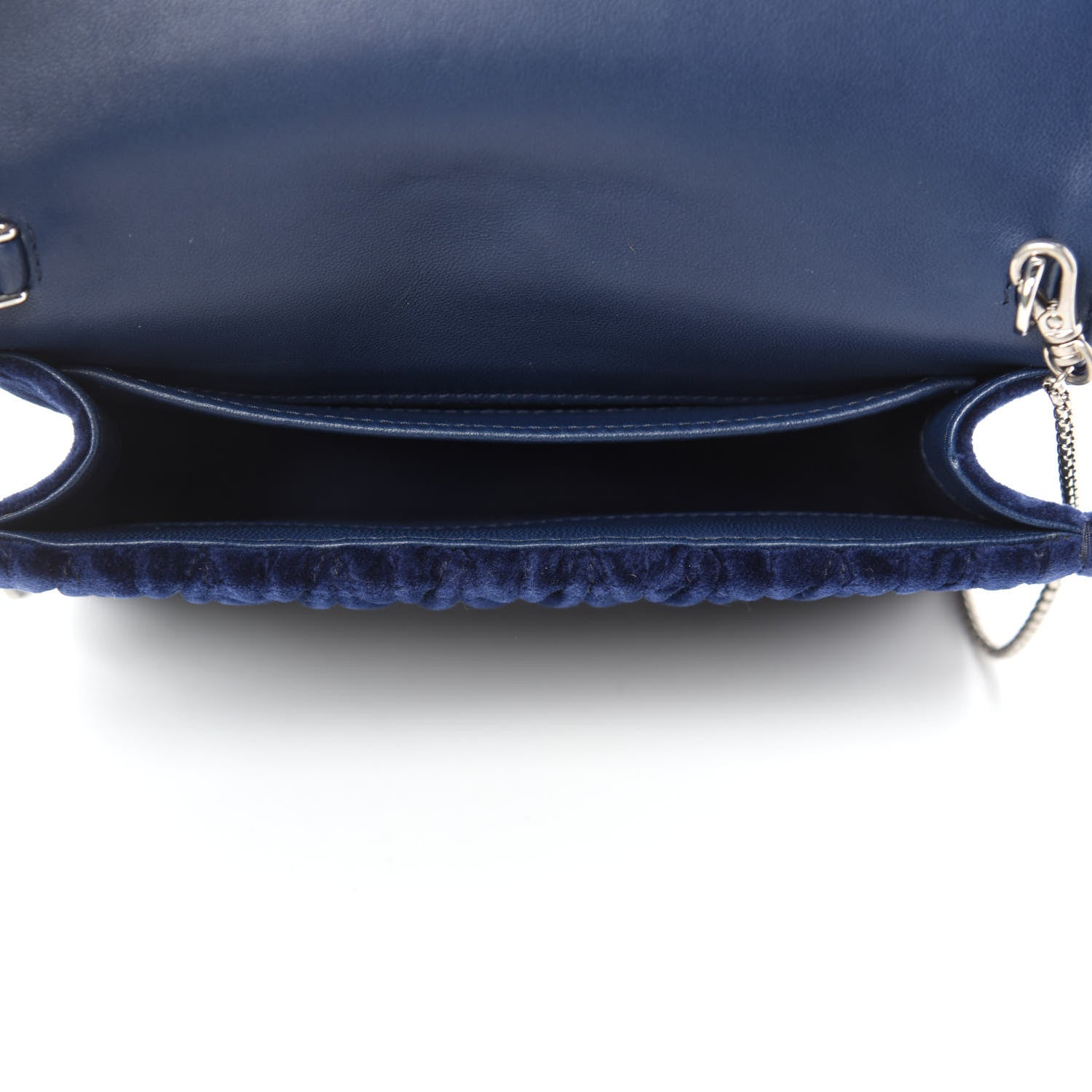 Miu Miu Velluto Matelasse Crystal Embellished Chain Shoulder Bag Inchiostro 5 of 9