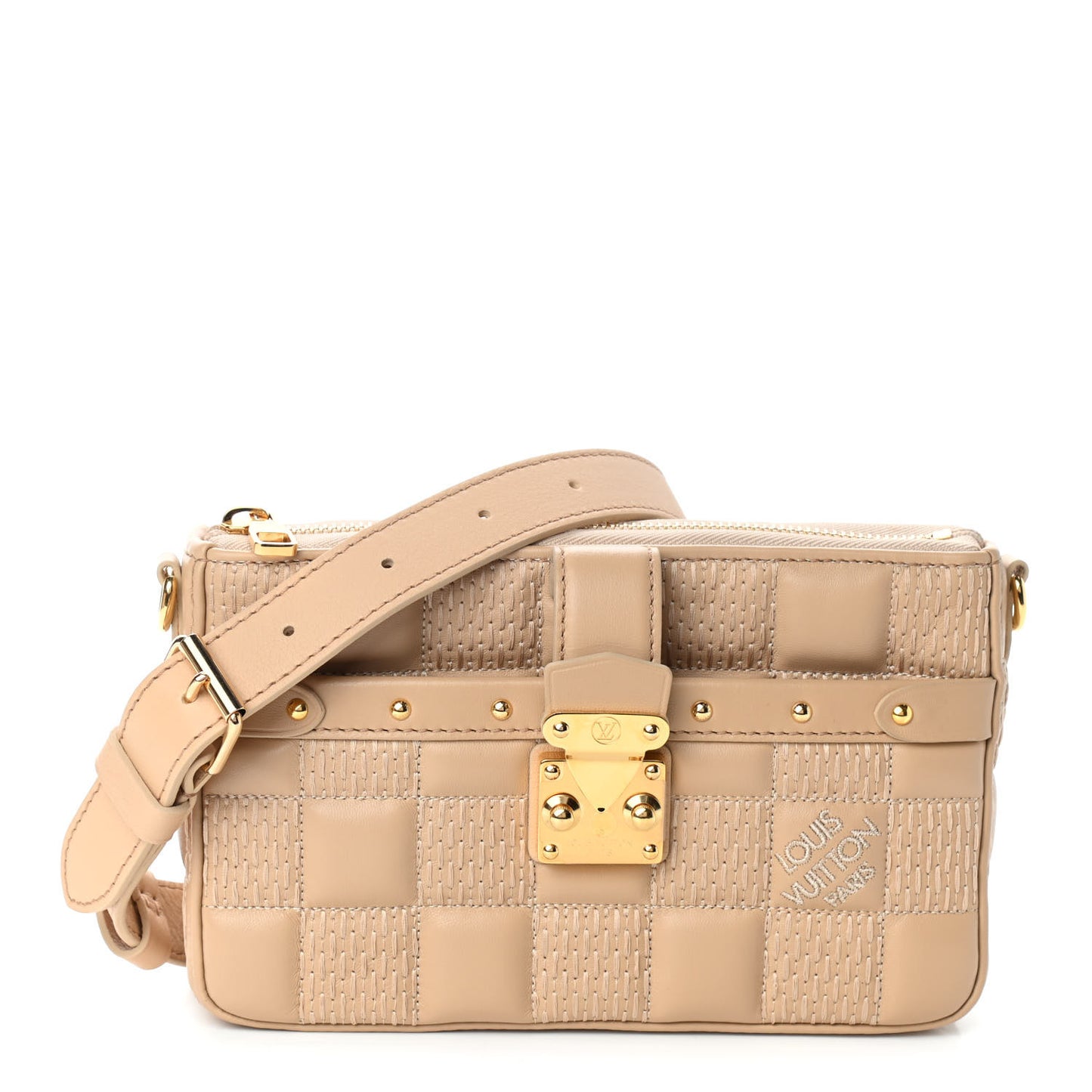 Damier Quilt Lambskin Troca Pochette Beige