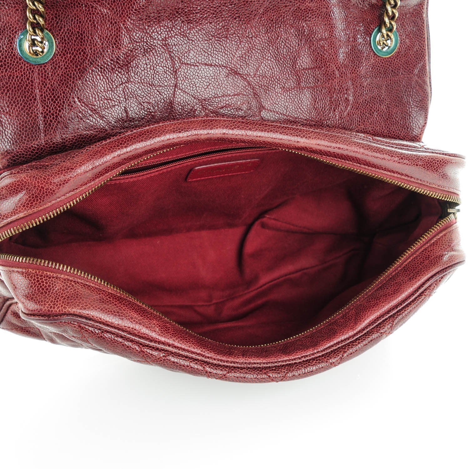 Chanel Crumpled Grained Calfskin Quilted Large Shiva Flap Burgundy 5 of 7