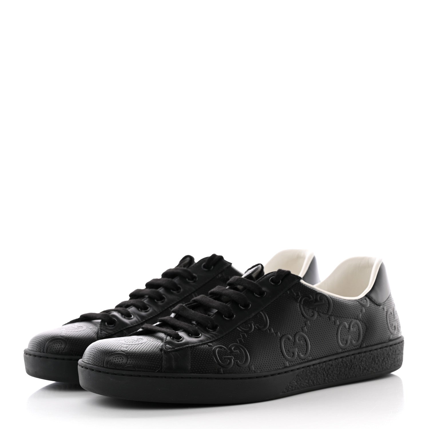 Gucci Calfskin GG Tennis Embossed Mens Ace Sneakers 10 Black 3 of 22