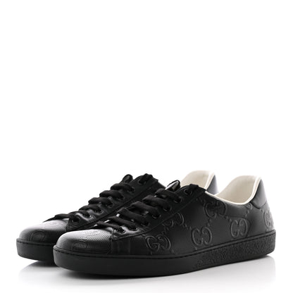 Gucci Calfskin GG Tennis Embossed Mens Ace Sneakers 10 Black 3 of 22
