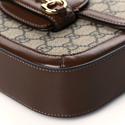Gucci GG Supreme Monogram Web Mini Horsebit 1955 Shoulder Bag Beige Brown Sugar 10 of 12