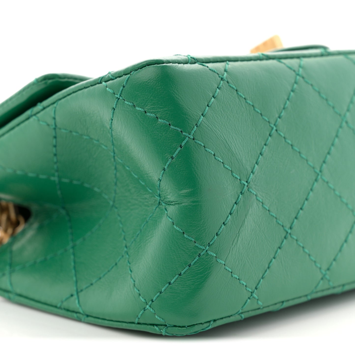 Aged Calfskin Quilted 2.55 Reissue Mini Flap Green