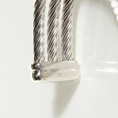 David Yurman Sterling Silver Diamond Three Row Confetti Cuff Bracelet 5 of 6