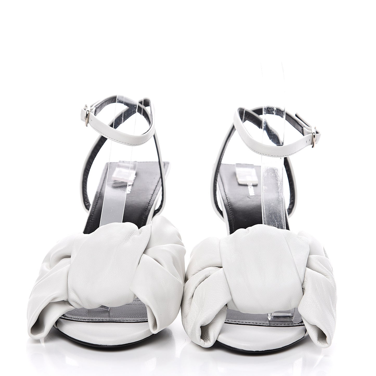 Lambskin Square Knife Bow Sandals 41 White
