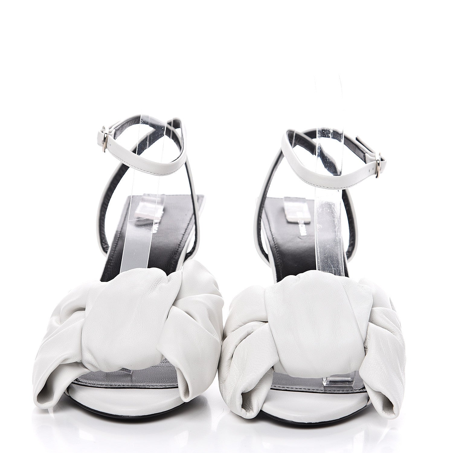 Balenciaga Lambskin Square Knife Bow Sandals 41 White 2 of 9