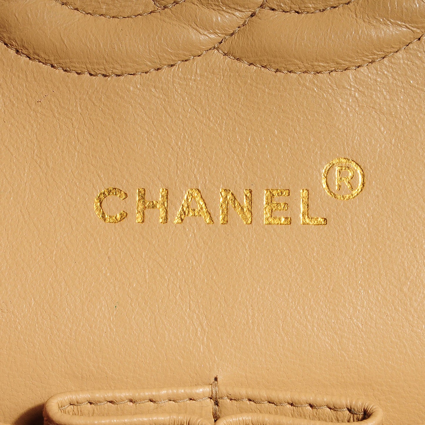 Lambskin Quilted Medium Double Flap Beige