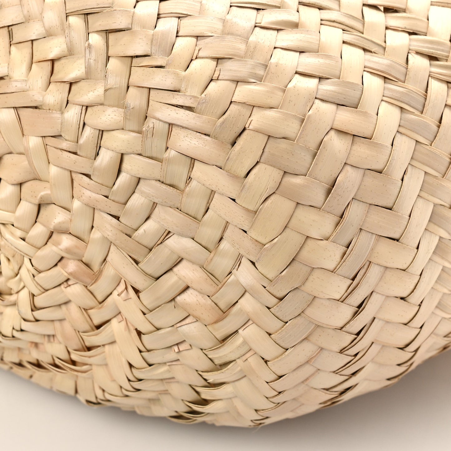 Palmitto Vitello Woven Braided Large Basket Tote Bag Naturale White