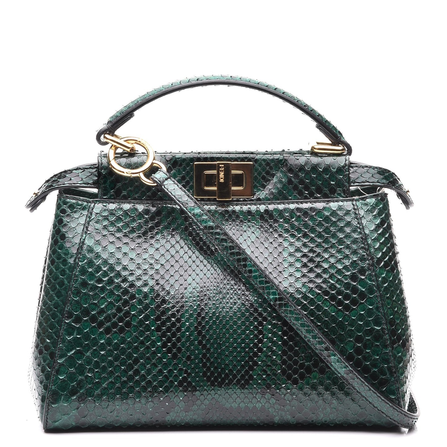 Snakeskin Shiny Nappa Mini Peekaboo Iconic Satchel Green