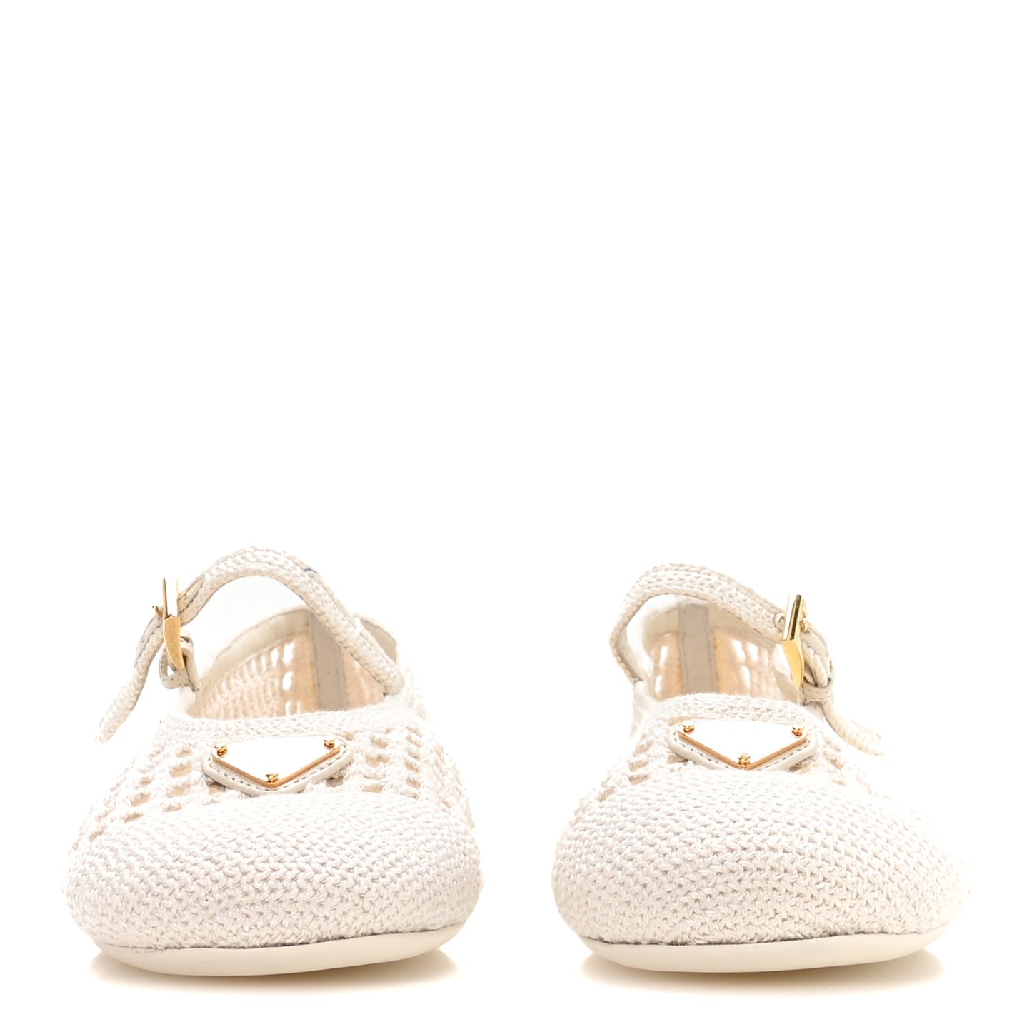 Knit Crochet Logo Ballerina Flats 38 Ivory
