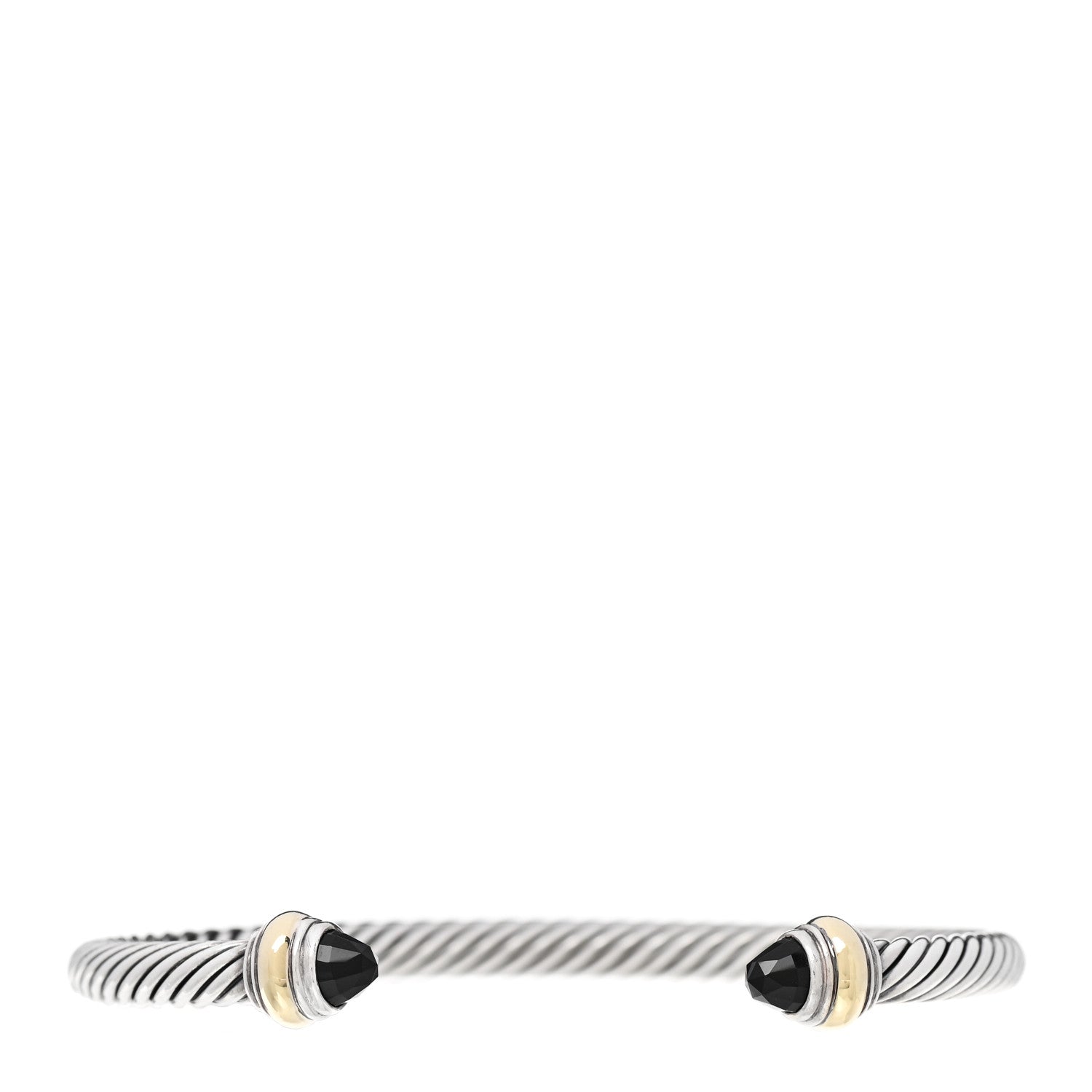 David Yurman Sterling Silver 14K Yellow Gold Black Onyx 5mm Cable Classics Bracelet 1 of 4
