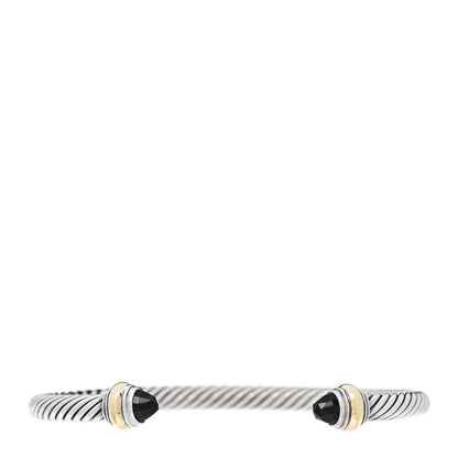 David Yurman Sterling Silver 14K Yellow Gold Black Onyx 5mm Cable Classics Bracelet 1 of 4
