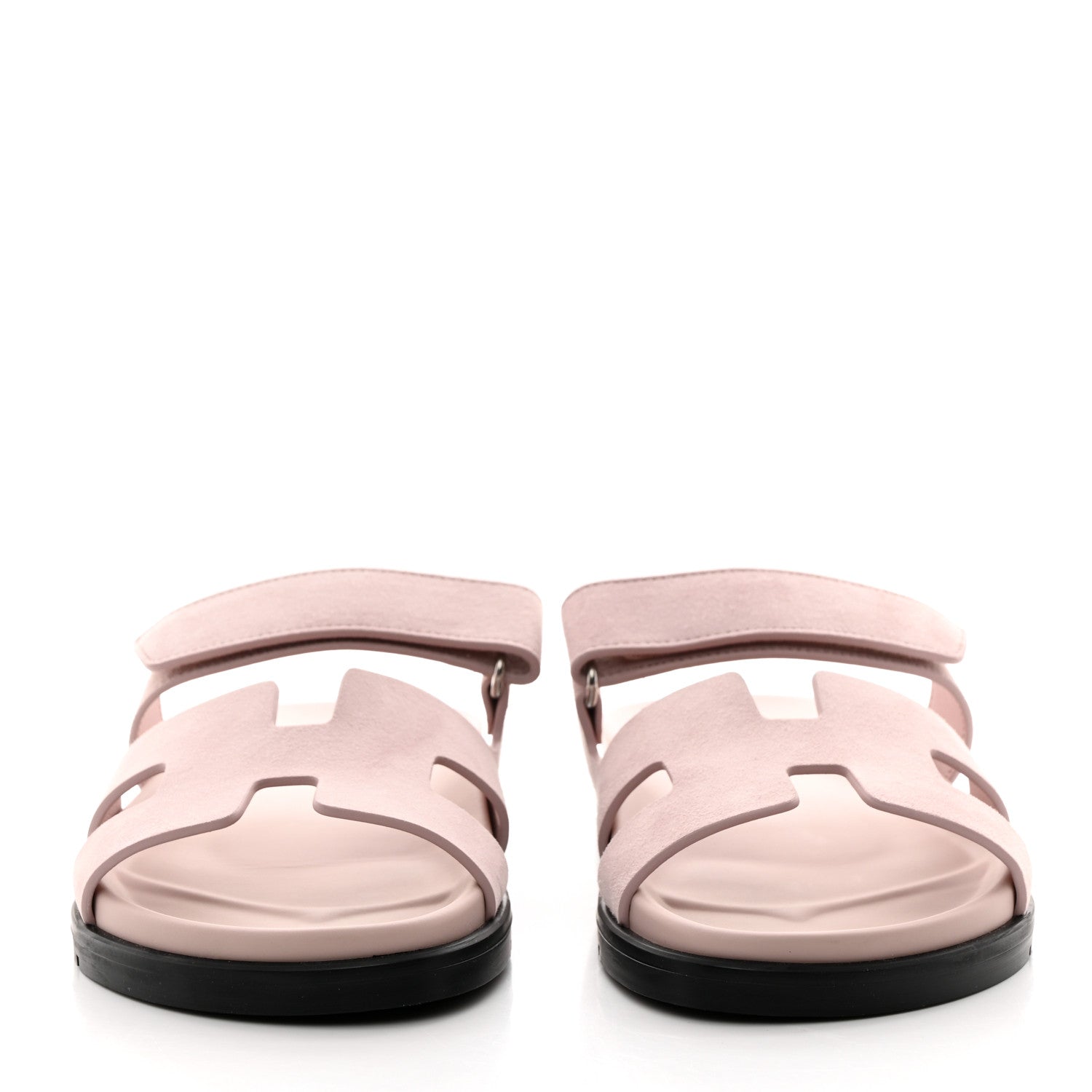 Hermes Suede Goatskin Womens Chypre Sandals 39 Rose Porcelaine 2 of 9