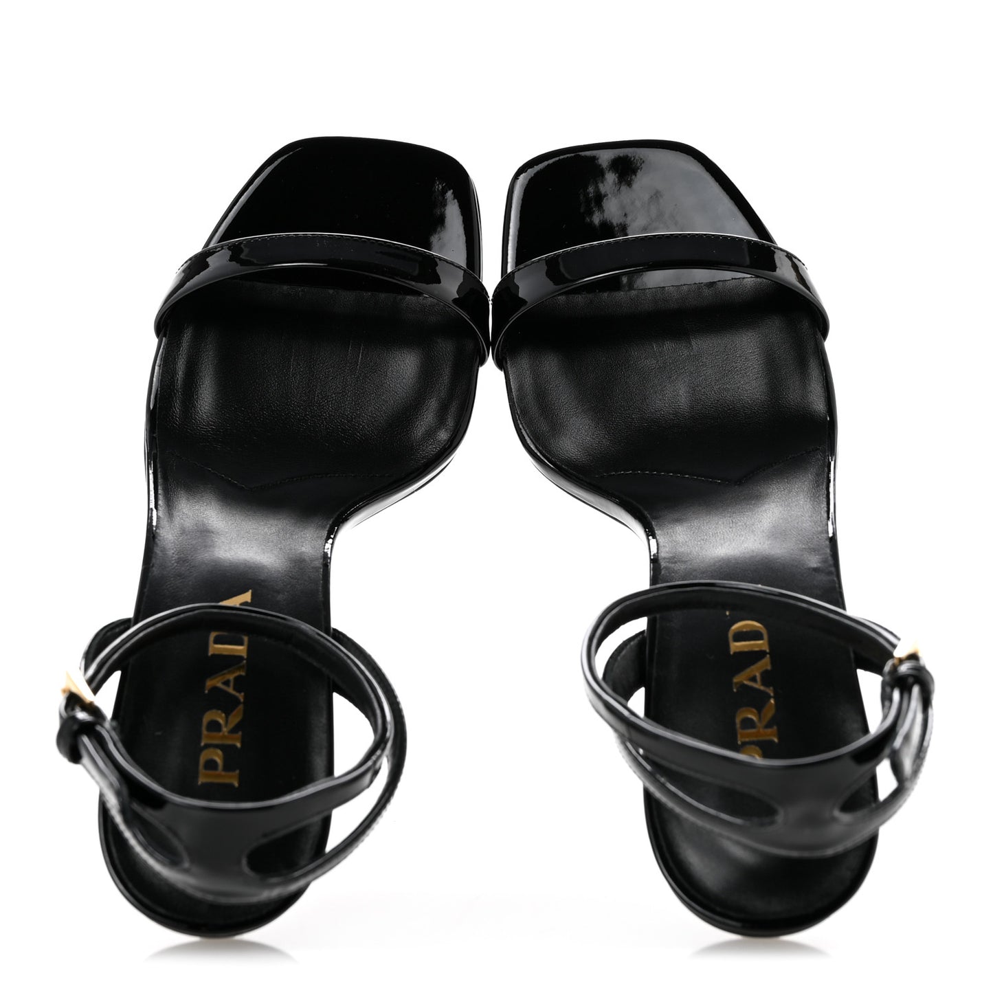 Vernice Metal Triangle Logo Open Toe 65mm Sandals 36 Black