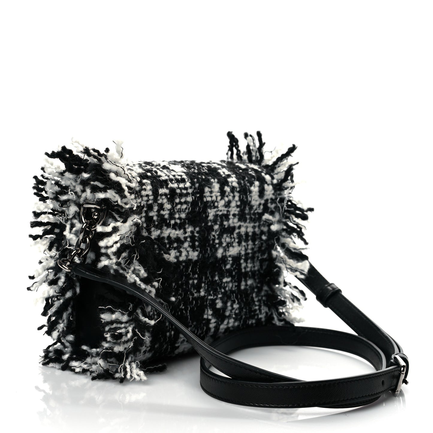 Tweed Mini Millennials Crossbody Bag Black White