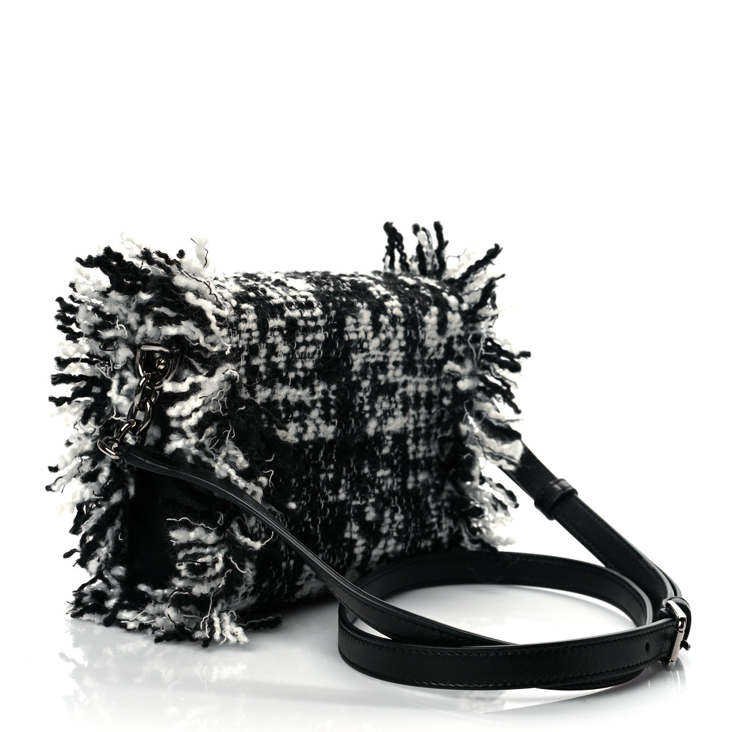 Dolce & Gabbana Tweed Mini Millennials Crossbody Bag Black White 3 of 9