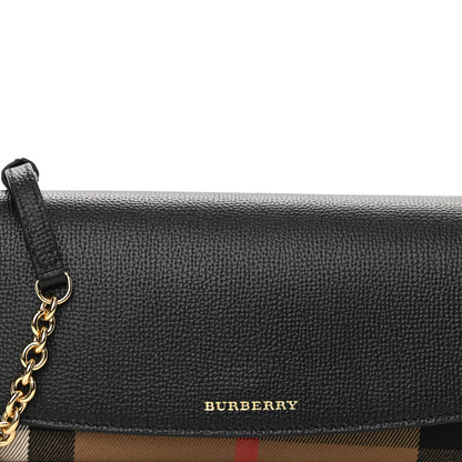 Burberry Grainy Calfskin House Check Henley Wallet On Chain Black 7 of 9