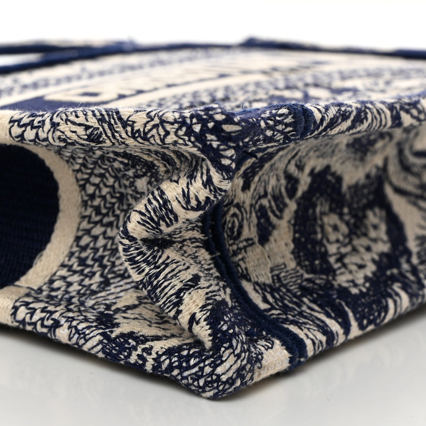 Canvas Embroidered Mini Toile De Jouy Book Tote Blue